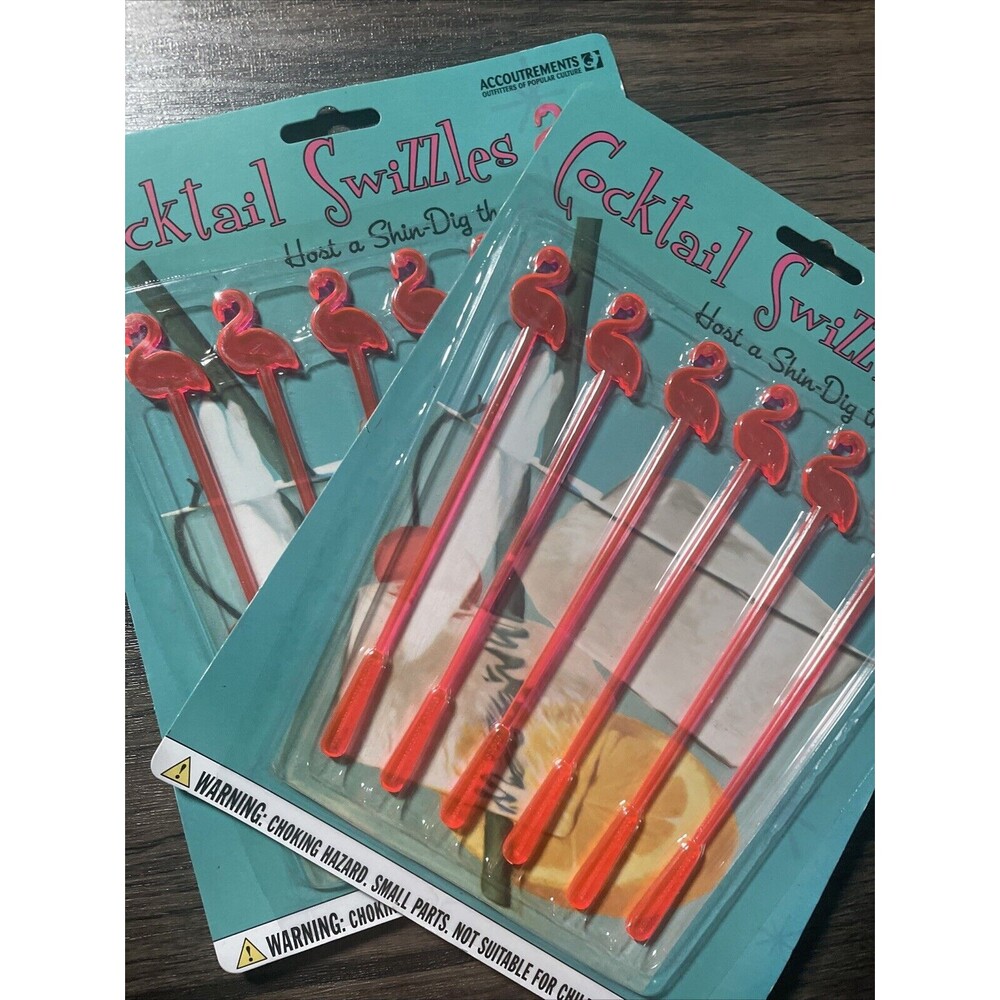 Pink Flamingos Cocktail Swizzles Accoutrements 6 Pack Each Tropical Birds 2 Pack